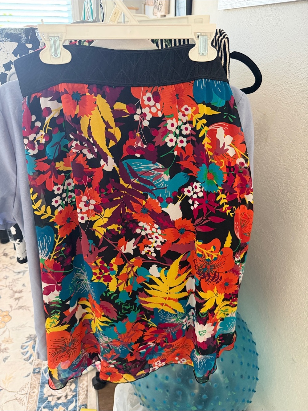 LuLaRoe Black Floral A-Line Skirt with Bright Multicolor Print